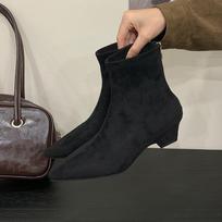 Fashion Fashion Low Heel Women Ankle Modern Boots With Zippers Shoes Pointed Toe Elegant Ladies Short Boots Female Pumps Shoes 35