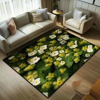 Light Luxury Plant Living Room Carpet Modern Decor Home Sofa Flower Plant Rug Bedroom Study Non-slip Soft Floor Mat Foldable 60*90cm