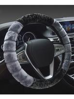 38cm Automobilio Vairaračio Gaubtas Šiltas Dirbtinis Kailis Žiema Super Minkštas Pliušinis Automobilio Vairaračio Apsauginis Gaubtas pilka spalva