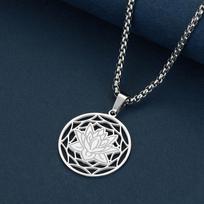 Kinitial Lotus Flower Pendant, Lotus necklace Dainty necklace For Women, Lotus Flower Jewelry, Lotus Jewelry,necklace