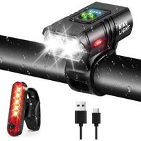 Super Bright Bike Lights, Front and Back, 6 Light Modes, IPX5 Waterproof, USB Rechargeable, Easy to Install Mountain Bikes