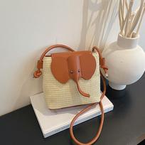 Lafite Grass Crochet Hand Woven Elephant Bag Vacation Beach Women's Shoulder Bag Summer Grass New Large Capacity Women's Bags