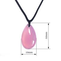Agate and Dongling Jade Water Drop Necklace with Chalcedony Pendant pink