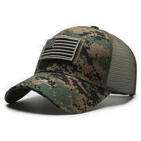 Amerikos vėliavos kamufliažinis lipdukas Siuvinėta beisbolo kepuraitė Tinklinė kepurė Vyriška lauko kepuraitė su Velcro užsegimu Adjustable black