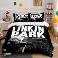 Linkin Park Bedding Set Black Bedding Duvet Cover Set Duvet Cover Pillowcases  (1*Duvet Cover 2*Pillowcases, without duvet insert) 135x200cm black