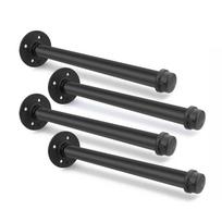 4pcs Black Iron Pipe Wall Floating Shelf Holder Iron Art Shelf Brackets  Various Spaces 4 points