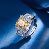 Autumn And Winter Jewelry Ice Flower Cut High Carbon Diamond Copper Inlaid Square Diamond Light Luxury Temperament Ring Female 8 * 10