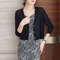 Summer ice silk sunscreen cardigan women's thin short long-sleeved loose outer shawl air-conditioning shirt knitted jacket one size fits all