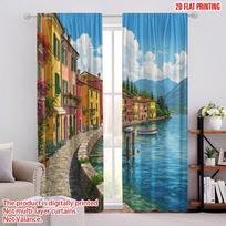 2pcs,2D plane printing Pattern Curtains Beautiful Riva del Garda Italy Versatile Durable Polyester (without rod) Gifts Ldeal for 52.50 × 116.00 cm 2 pcs