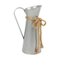 Vintage Metal Pitcher Vases With Twine Bowknot Embellishment Milk Jugs Vessel For Farmhouses Wedding Table Decorations