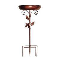 Garden Bird Bath with Antique Finish Metal Construction Perfect for Attracting Birds to Your Yard 1