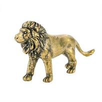 Animal Statue Retro Brass Lion King Figurines Cute Copper Lion Statue Chinese Handmade Mini Lion Sculpture Office Decoration