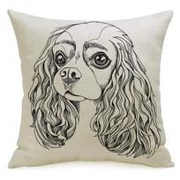 Decorative Square Throw Pillow  Dog Cavalier King Charles Funny Head Spaniel Breed Drawn Beautiful Black Animals WildlifeA, 30x30cm