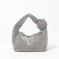 Explosive Water Diamond Full Diamond Set Underarm Knot Bag Explosive High End Fashion Evening Women's Bag Silver