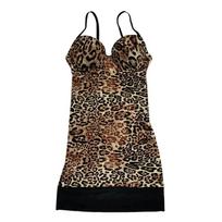 Leopard Print Body Shaper: Push-up Bra & Tummy Control Waist Cincher with Adjustable Straps L