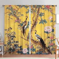 Artistic Vikama Piece New Chinese Style Peacock Curtains Home Decor Kitchen Bedroom Semi Blackout Made Of Polyester W100*H70(CM)-Rod Pocket&1PCS