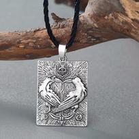 Kinitial Valknut Norse Vikings Odin's Symbol Huginn Munin Animal Ravens Necklaces Evil Eye Pendant Necklace Slavic Runes Jewelry 45cm