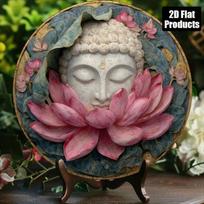 Metal Poster Wall Art Buddha Lotus Pink Vintage for Cafe