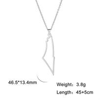 EUEAVAN Palestine Israel Map Pendant Necklace Fashion Geography Country Necklaces Stainless Steel Charm Chain Jewelry Men Woman
