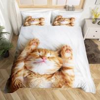 Cute Cat Duvet Cover Set Queen Size Girls Kawaii Kitten Bedding Sets Blue Butterflies Comforter Cover Lovely Animal Quilt Cover 135x200cm