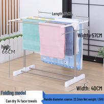 Stainless Steel Floor-Standing Towel & Clothes Drying Rack, Small Folding for Balcony Use gray