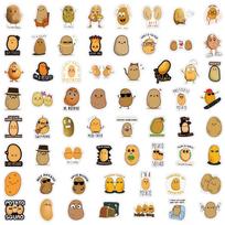 60-Piece Cute Potato Cartoon Graffiti Stickers - Waterproof Decor for Bikes & Skateboards