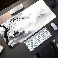 XXL ESports Mouse Pad Black and White Ink Landscape with Architecture Print 300x800x2mm