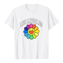 Sunflower Los Angeles Tees Takashi Murakami Graphic Fashion T-shirt Short Sleeve Cotton Summer Tshirts Unisex Streetwear XS balta