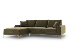Minkštas kampas Mazzini Sofas Madara, veliūras, žalias/auksinės spalvos