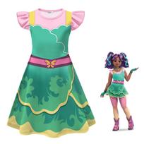 Girls' Digital Print Cosplay Costume: Milk Silk Dress & Pants Size 150