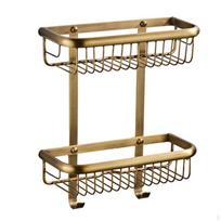 2Tier Shelf with Hooks Antique Bronze Wire Wall Basket SpaceSaving Washroom for