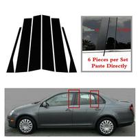 6 vnt. blizgios juodos Piano spalvos stulpelių apdailos, tinkančios VW Jetta MK5 sedano 2006 2007 2008 2009 2010 m., durų šoninės apdailos, langų dekoratyvinis dangtelis juoda