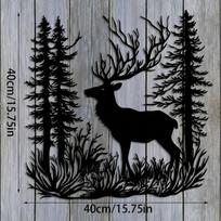 Elegant Metal Wild Deer Wall Art: Indoor/Outdoor Iron Sculpture for Home & Garden, Perfect Gift 16inch