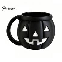 Ceramic Style Pumpkin Cup Rack Halloween Ice Cream with Spoon, Keeps Hands Warm Dessert Funny Kitchen Organizer Cup, PLA Creative Sleeve for A