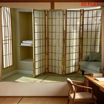 Decorative Japanese Shoji Room Divider Folding Screen Panel Gold Metal Luxury Partition Polyester Fabric Interior Decor 100X70CM