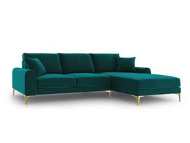 Minkštas kampas Mazzini Sofas Madara, veliūras, šviesiai žalias/auksinės spalvos