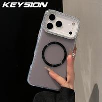 KEYSION Magnetic Jewelled Case for MagSafe for iPhone 16 17 Pro Max Air 16 Plus Transparent Matte TPU+PC Shockproof Phone Cover for iPhone 17