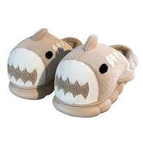 fashion Cute Shark Women's Cotton Slippers Warm Home Men's Cotton Slippers Thick Sole Couple Cartoon Plush Platform Slippers 2024 36-37