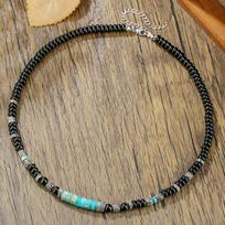 European and American Hip Hop Niche Emperor Stone Beaded Necklace Men's Collarbone Chain Accessories Personalized Abacus Bead Necklace