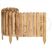 Creative Home medinis sodo bortelis, 200 x 40 cm – itin aukšta lanksti pušies palisada, deginto medžio efektas, pakeltų lysvių atitvaras