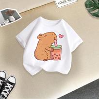 2026 Summer New Cute Animal Capybara Fashion Print Children's Short-Sleeve T-Shirt 100