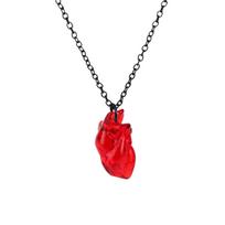 Resin Pendant Necklace with Anatomical Heart and Spider Design Gothic Style Jewelry for Alternative Fashion Accessories One Size