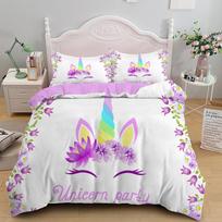 Cute Unicorn Duvet Cover Set Girly Pink Castle Bedding Set Single Twin Size For Princess Girl Dedicated Bedroom Decor Bedclothes EU single(135x200cm)