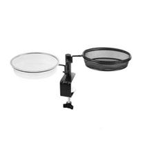 Yousheng Deck Bird Feeder Tray Detachable Mesh Feeder Tray with Water Bowl Deck Railing Bird Feeder with Metal Bracket for Balcony Yard Fence A
