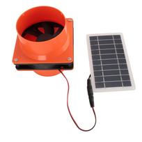 Saulės energija maitinamas ištraukiamasis ventiliatorius 10W 5V ABS monokristalinis silicio saulės skydelis Vėdinimo ventiliatoriaus rinkinys apvaliam vamzdžiui, naminiams gyvūnams, vištidėms black