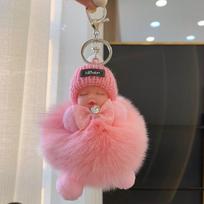 Sleeping Baby Plush Keychain Pendant Cute Fox Doll Keychains Girls Bags Charm Car Keyring Luxury Backpack Decoration Accessories 12 cm