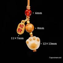 Jingde Jewelry Lucky Cat Paw Phone Charm: Cute Sandalwood Bodhi Keyring Pendant Length 9cm