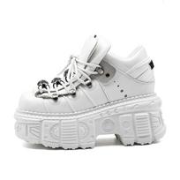 Summer Punk Boots Women Thick Platform Metal Chunky Heel High Top Gothic Ankle Boots 36