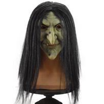 Halloween Witch Mask: Classic Evil Ghost Costume with Black Hair