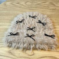 Sweet and Cute Bow Woolen Hat for Women in Autumn and Winter. New Face Showing Small Knitted Cold Proof Baotou Hat. one size